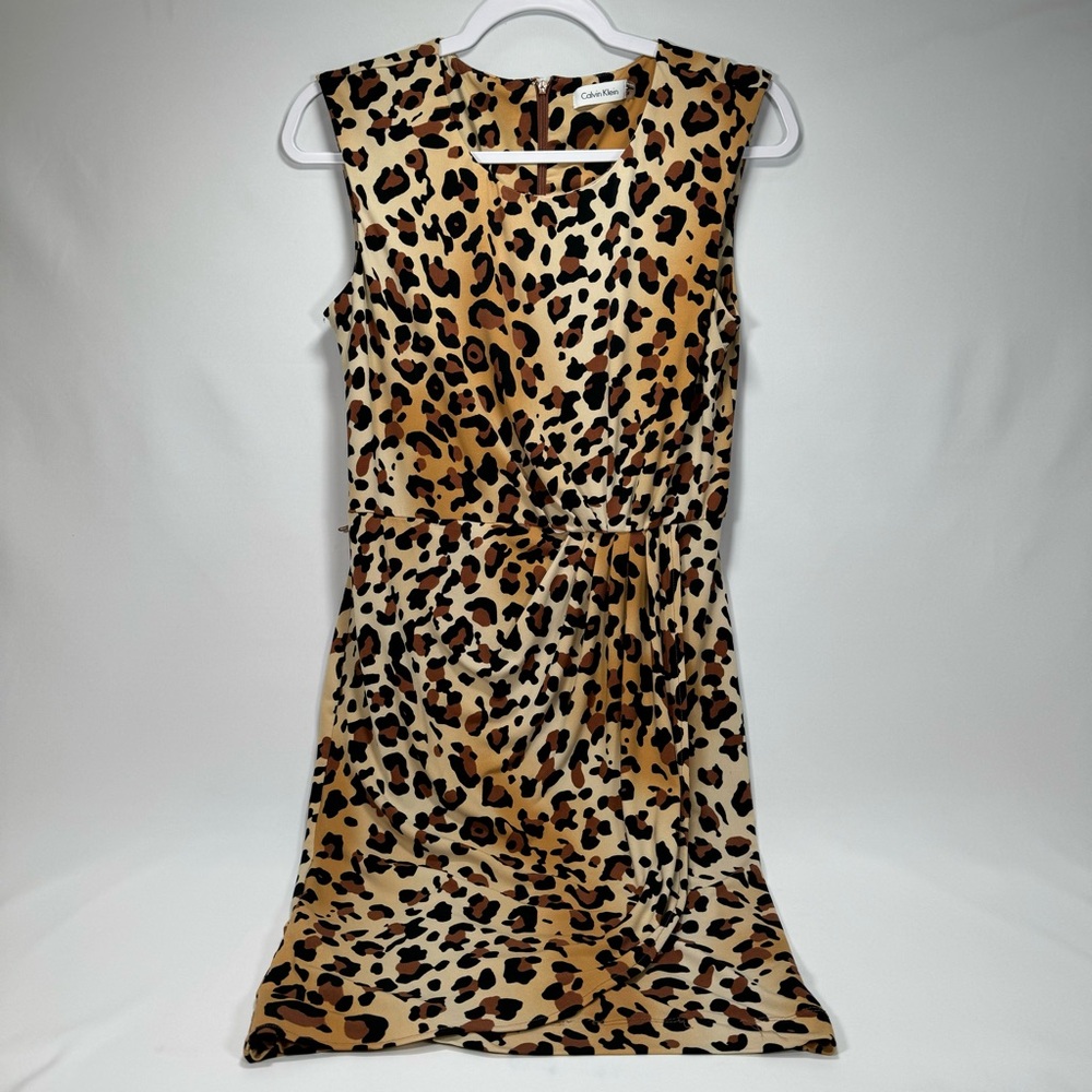 Calvin Klein Women's Size 4 Leopard Print Tank Dress Lightweight Silky Party - Picture 2 of 6